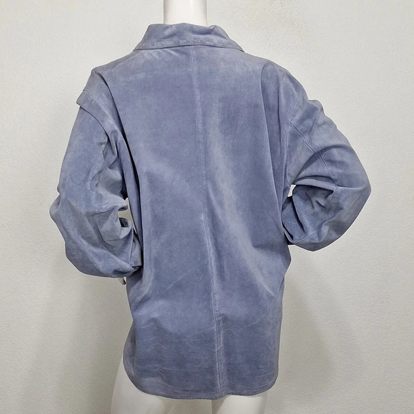 Women's Blue Leather Jacket - Picture 7 of 10